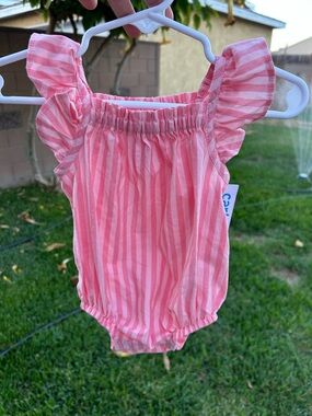 Carter's Pink Striped Baby Girls Romper